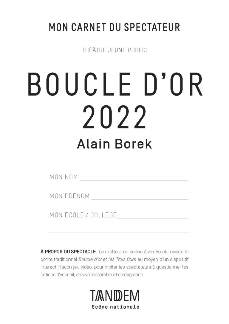 Tandem - Carnet BOUCLE D'OR 2022<br>• Mars 2022