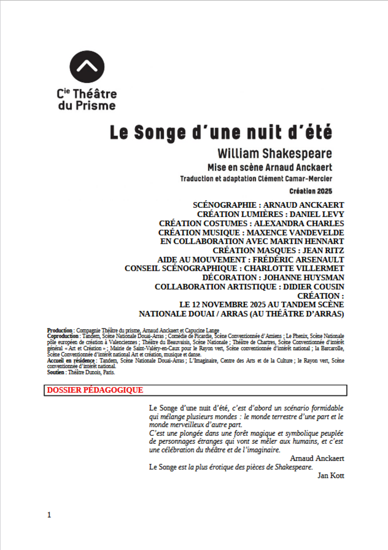 Tandem - Dossier pédagogique <i>Le Songe d'une nuit d'été</i>