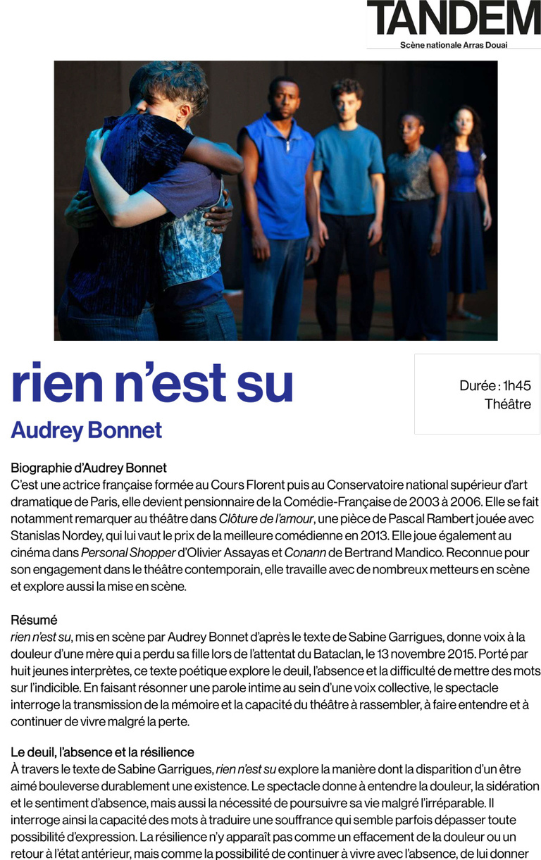 Tandem - Fiche pédagogique <i>rien n'est su</i>