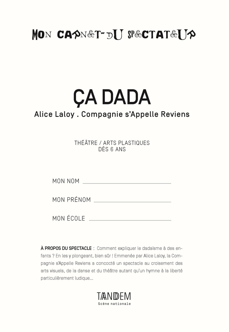 Tandem - Carnet ÇA DADA<br>• Avril 18